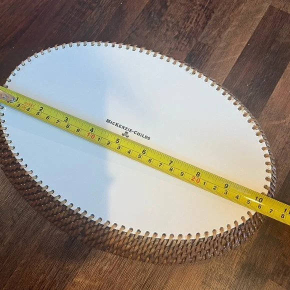 Mackenzie-Childs Woven Basket with Checkered Ceramic Base - Picture 6 of 8